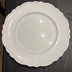 Six White Farmhouse/Shabby Chic Scalloped  Plate Chargers